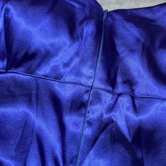 B. SMART Womens Size 7 One Shoulder Cocktail Dress Satin Royal Purplish Blue - Picture 7 of 10